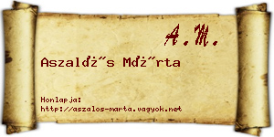 Aszalós Márta névjegykártya